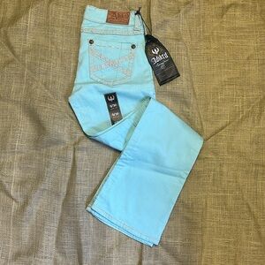 Super cute turquoise brand new jeans with tags 33” inseam